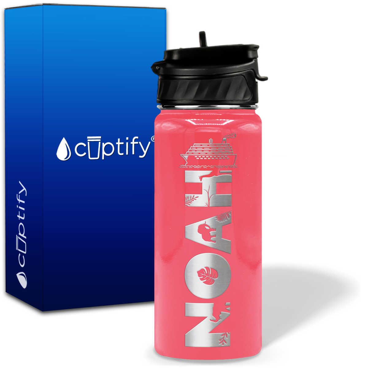 Personalized Ship with Name and Icon on 18oz Wide Mouth Kids Water Bottle