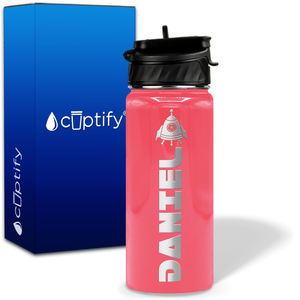 Personalized Space Ship with Name and Icon on 18oz Wide Mouth Kids Water Bottle