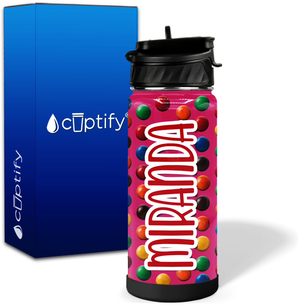 Personalized Colorful Chocolate Candies 18oz Wide Mouth Kids Water Bottle
