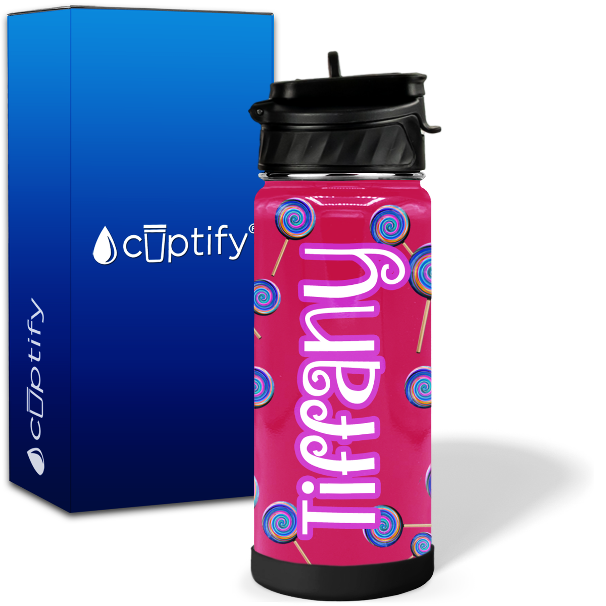 Personalized Lollipop Craze Sweeties 18oz Wide Mouth Kids Water Bottle