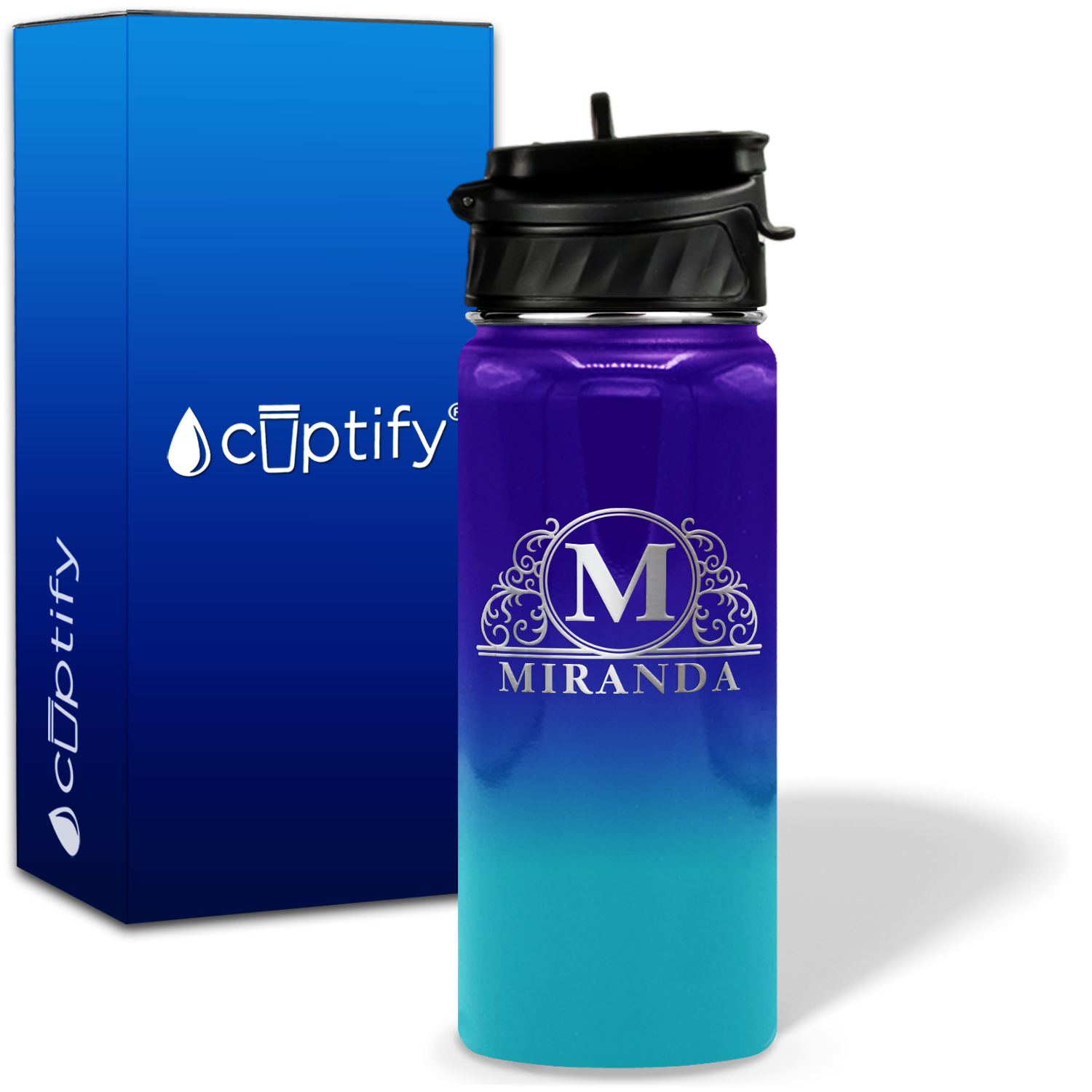 Personalized Elaborate Circle on 18oz Water Bottle