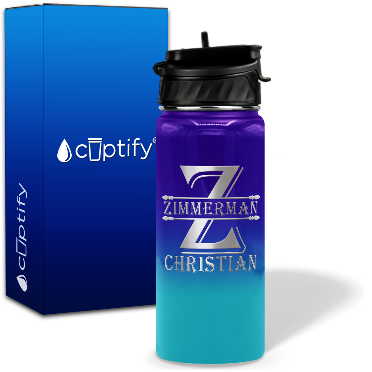 Initial Block on 18oz Personalized Water Bottle