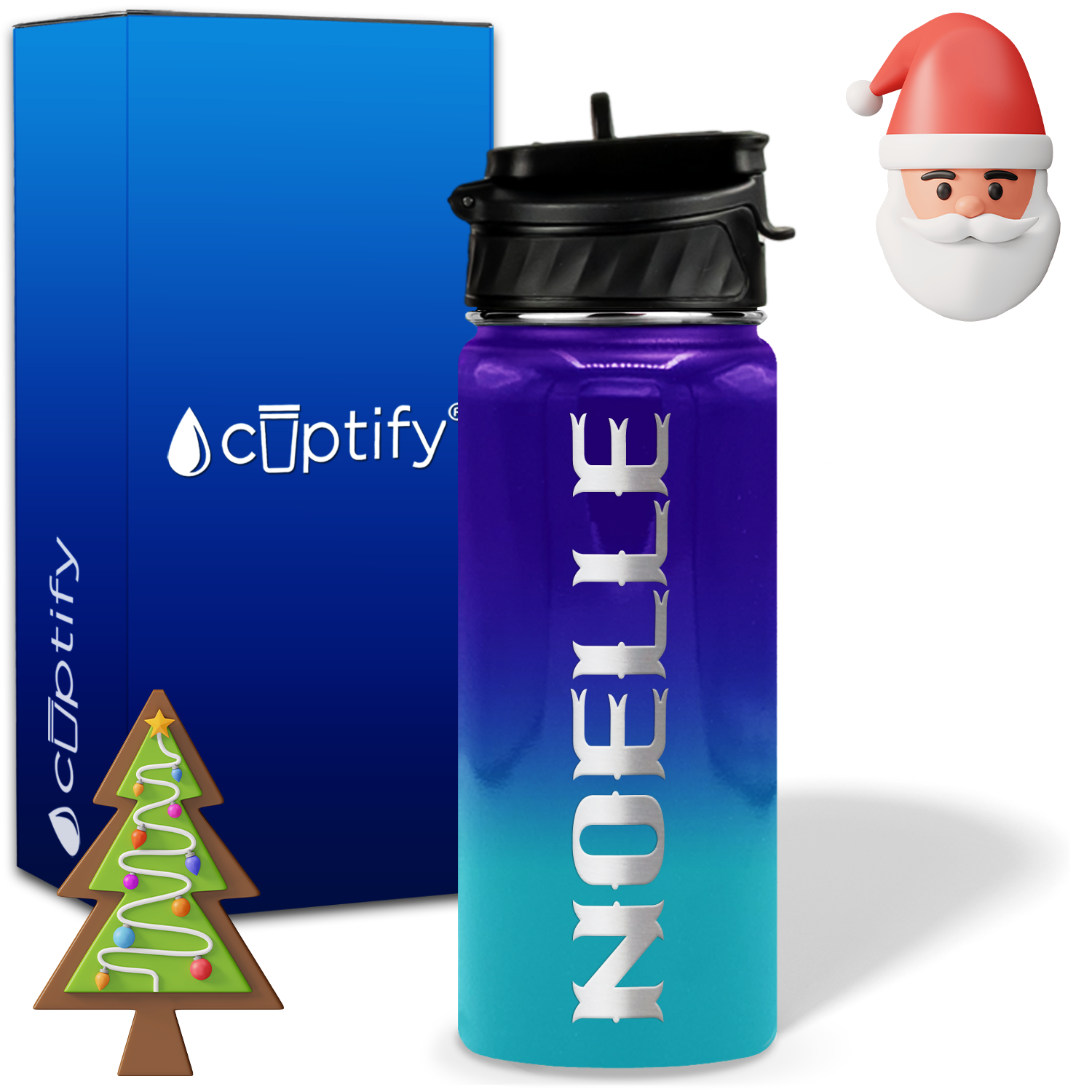 Personalized Claus Christmas on 18oz Custom Water Bottle