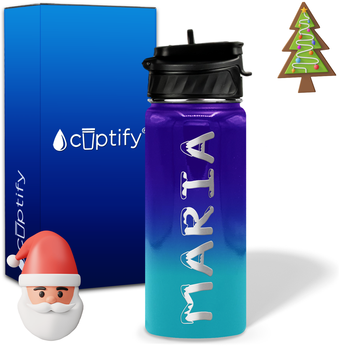 Personalized Snowy on 18oz Christmas Water Bottle