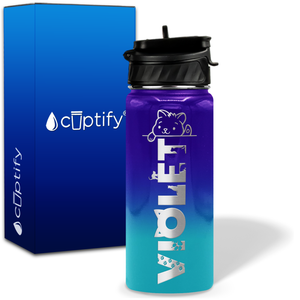 Personalized Cat Waving with Name and Icon on 18oz Wide Mouth Kids Water Bottle