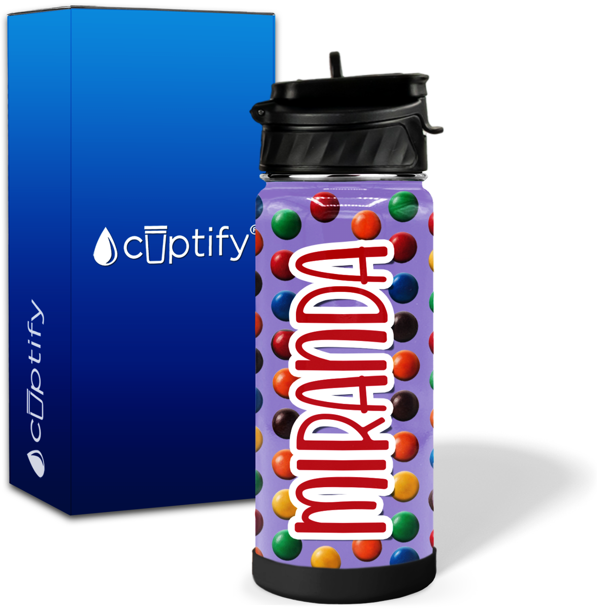 Personalized Colorful Chocolate Candies 18oz Wide Mouth Kids Water Bottle