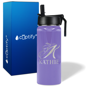 Personalized Script Initial and Name on 18oz Wide Mouth Bottle