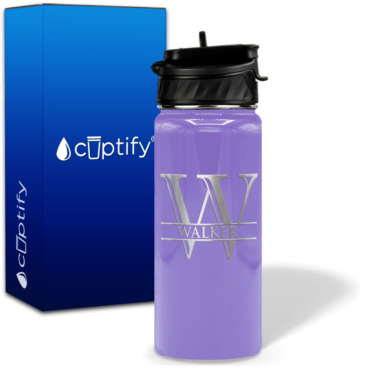 Split Script Monogram Personalized 18oz Water Bottle