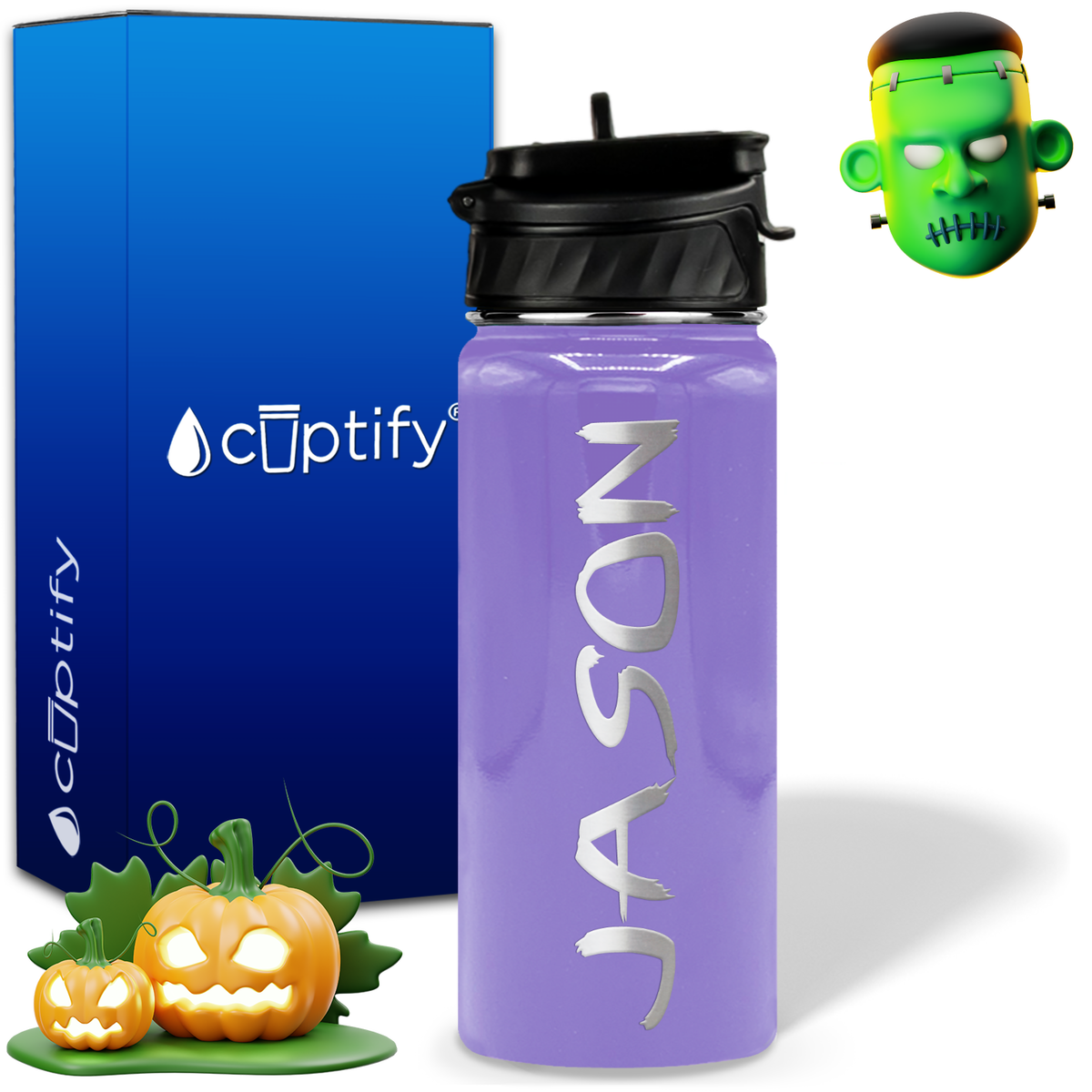 Personalized Scary Halloween Font on 18oz Wide Mouth