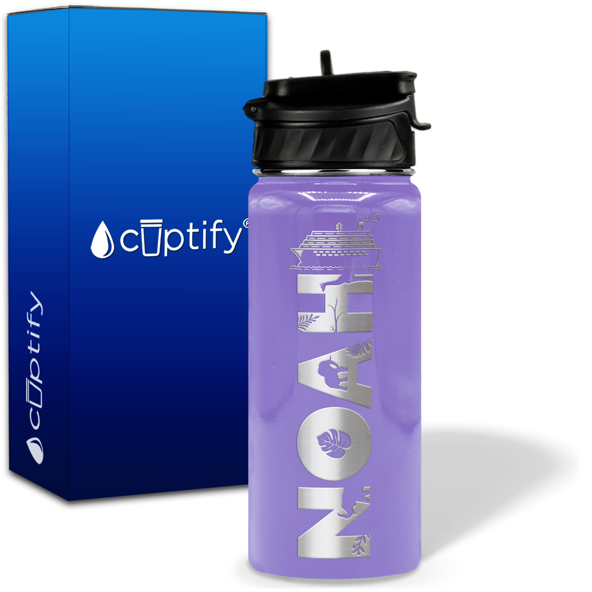 Personalized Ship with Name and Icon on 18oz Wide Mouth Kids Water Bottle