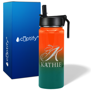 Personalized Script Initial and Name on 18oz Wide Mouth Bottle
