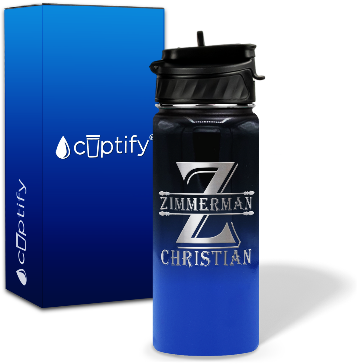 Initial Block on 18oz Personalized Water Bottle