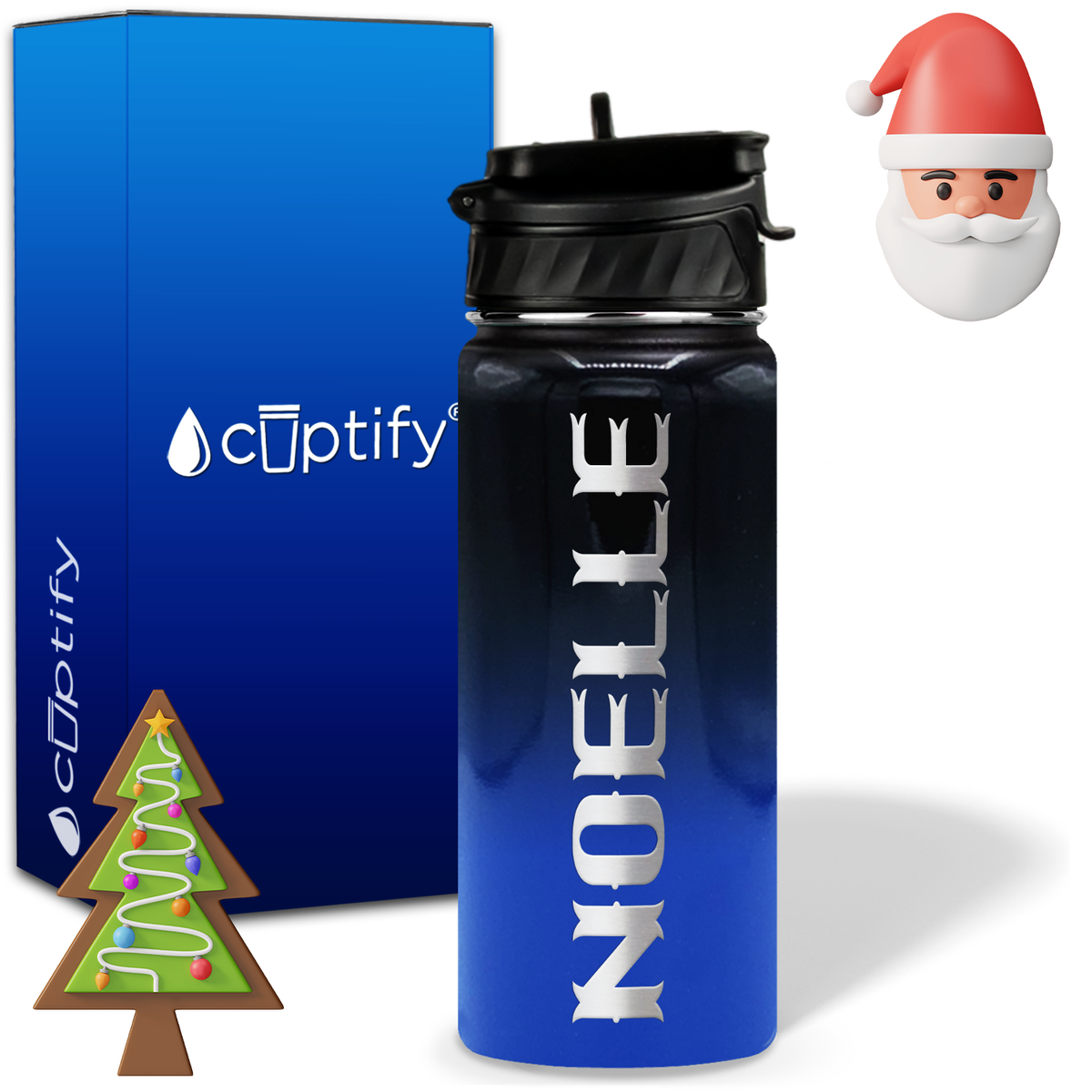 Personalized Claus Christmas on 18oz Custom Water Bottle