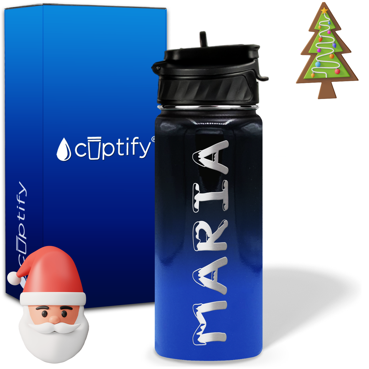 Personalized Snowy on 18oz Christmas Water Bottle