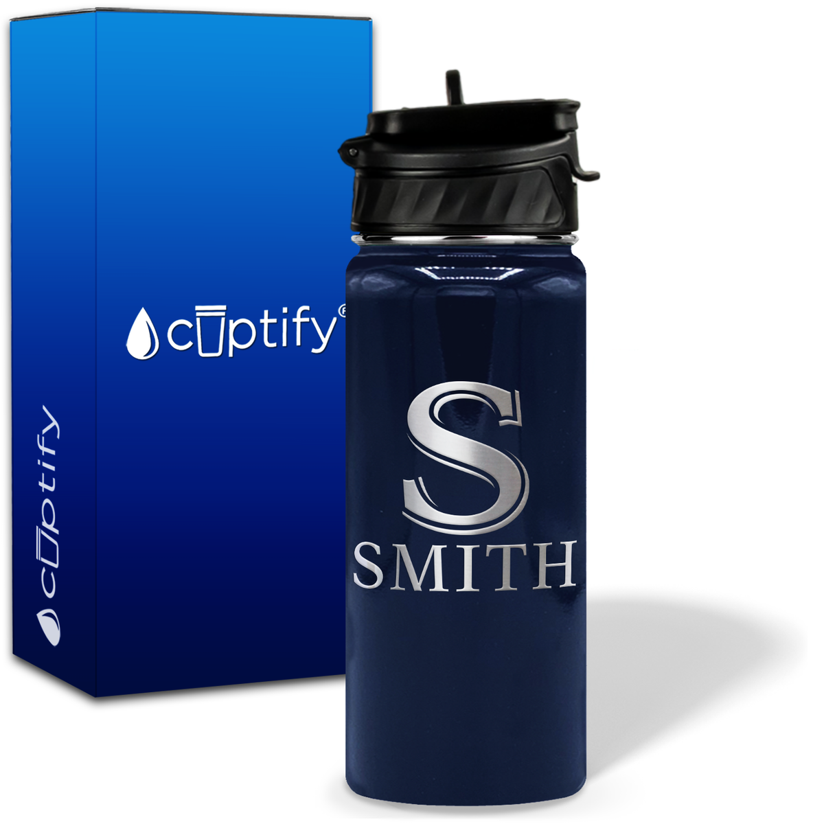 Personalized Monogram Initial and Name on 18oz Water Bottle