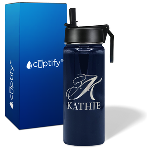 Personalized Script Initial and Name on 18oz Wide Mouth Bottle