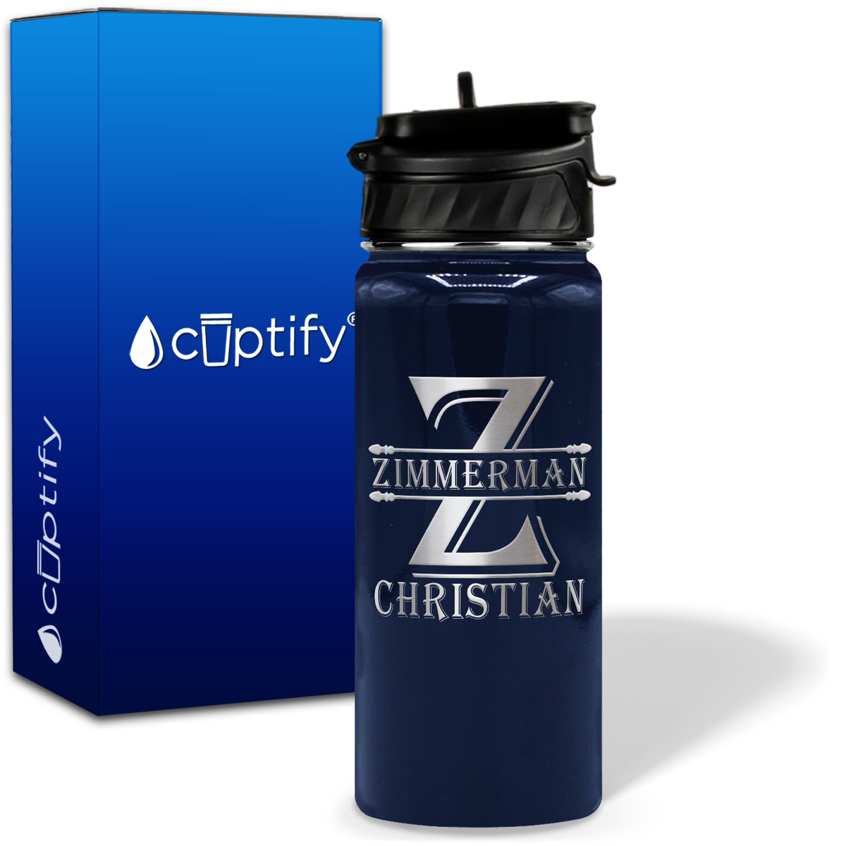 Initial Block on 18oz Personalized Water Bottle