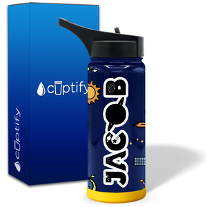 Personalized Outer Space 18oz Wide Mouth Kids Water Bottle
