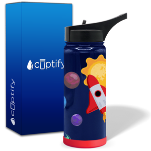 Personalized Rocket in Space 18oz Wide Mouth Kids Water Bottle