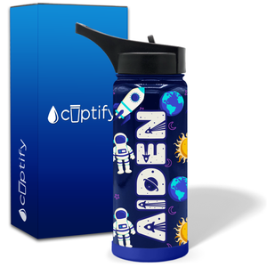 Personalized Space Astronauts 18oz Wide Mouth Kids Water Bottle