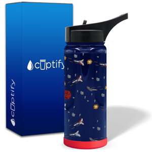 Personalized Space Fighter Ships 18oz Wide Mouth Kids Water Bottle