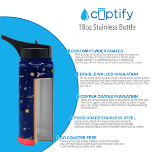 Personalized Space Fighter Ships 18oz Wide Mouth Kids Water Bottle