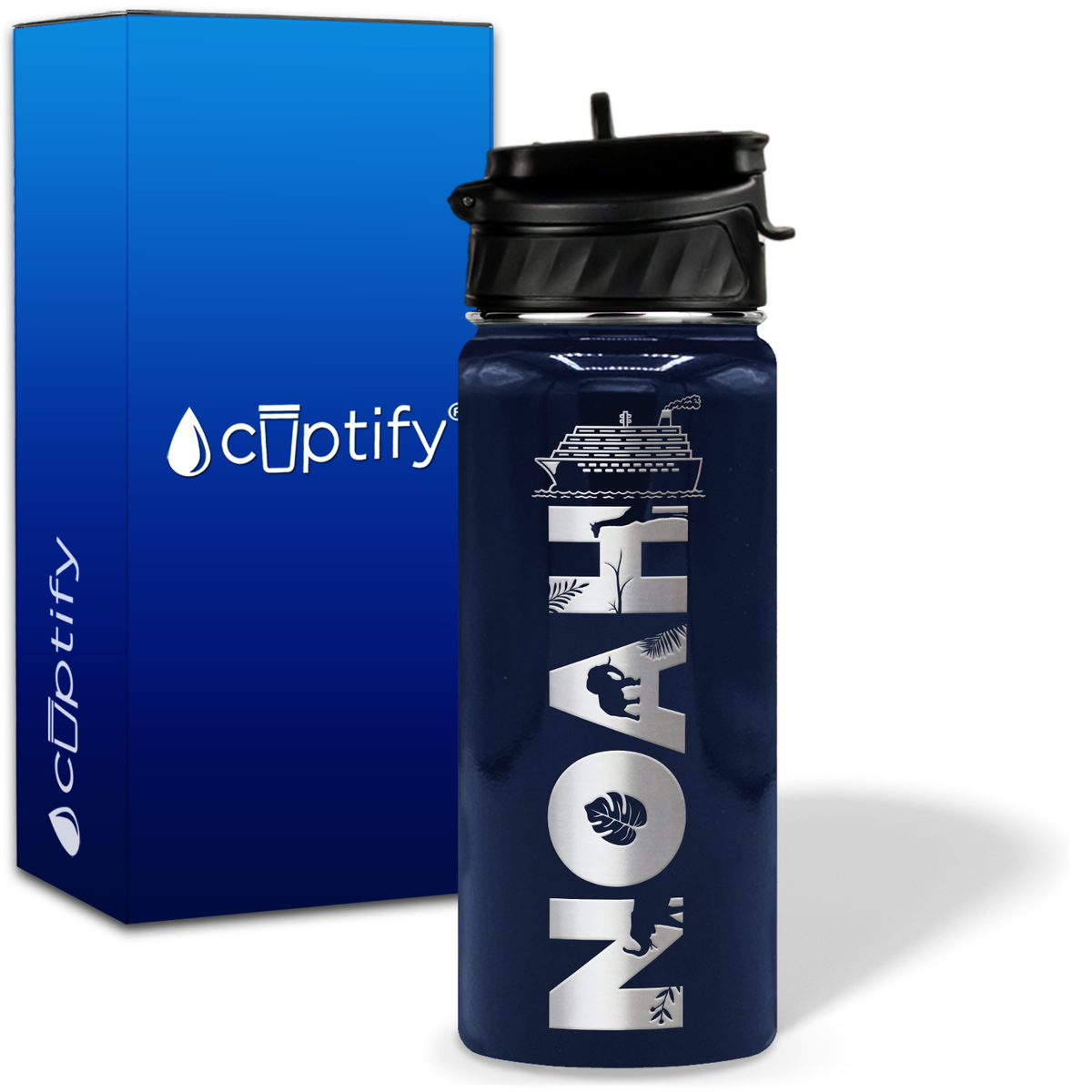 Personalized Ship with Name and Icon on 18oz Wide Mouth Kids Water Bottle