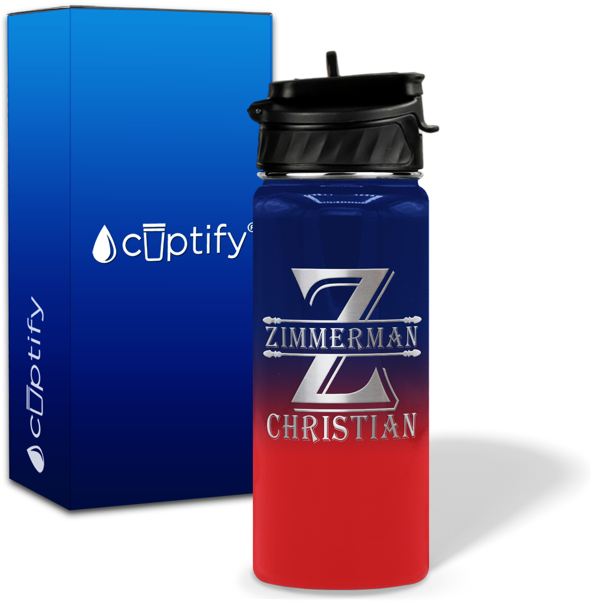 Initial Block on 18oz Personalized Water Bottle