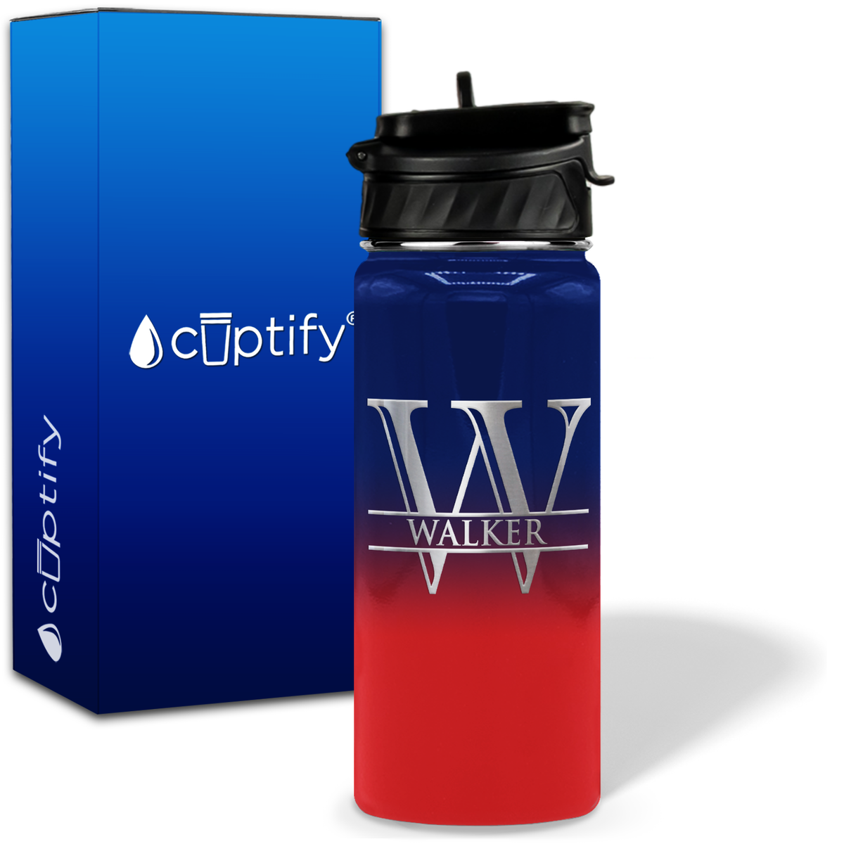 Split Script Monogram Personalized 18oz Water Bottle