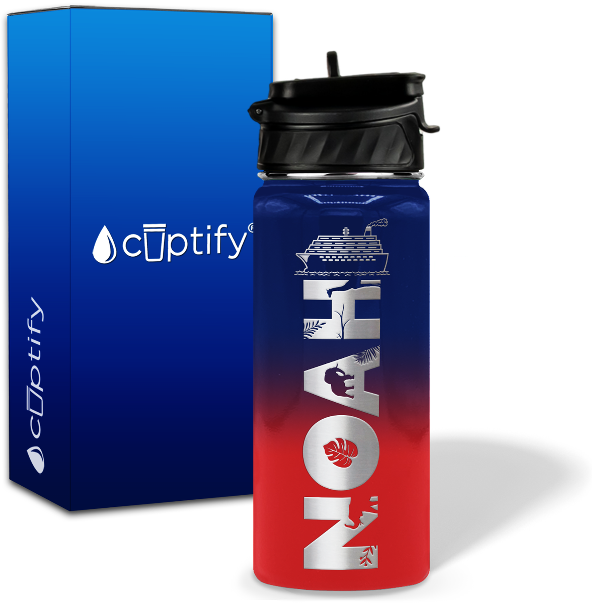 Personalized Ship with Name and Icon on 18oz Wide Mouth Kids Water Bottle