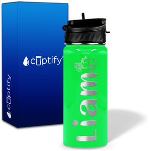 Personalized Jeep with Name and Icon on 18oz Wide Mouth Kids Water Bottle