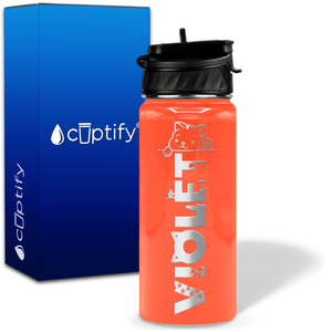Personalized Cat Waving with Name and Icon on 18oz Wide Mouth Kids Water Bottle