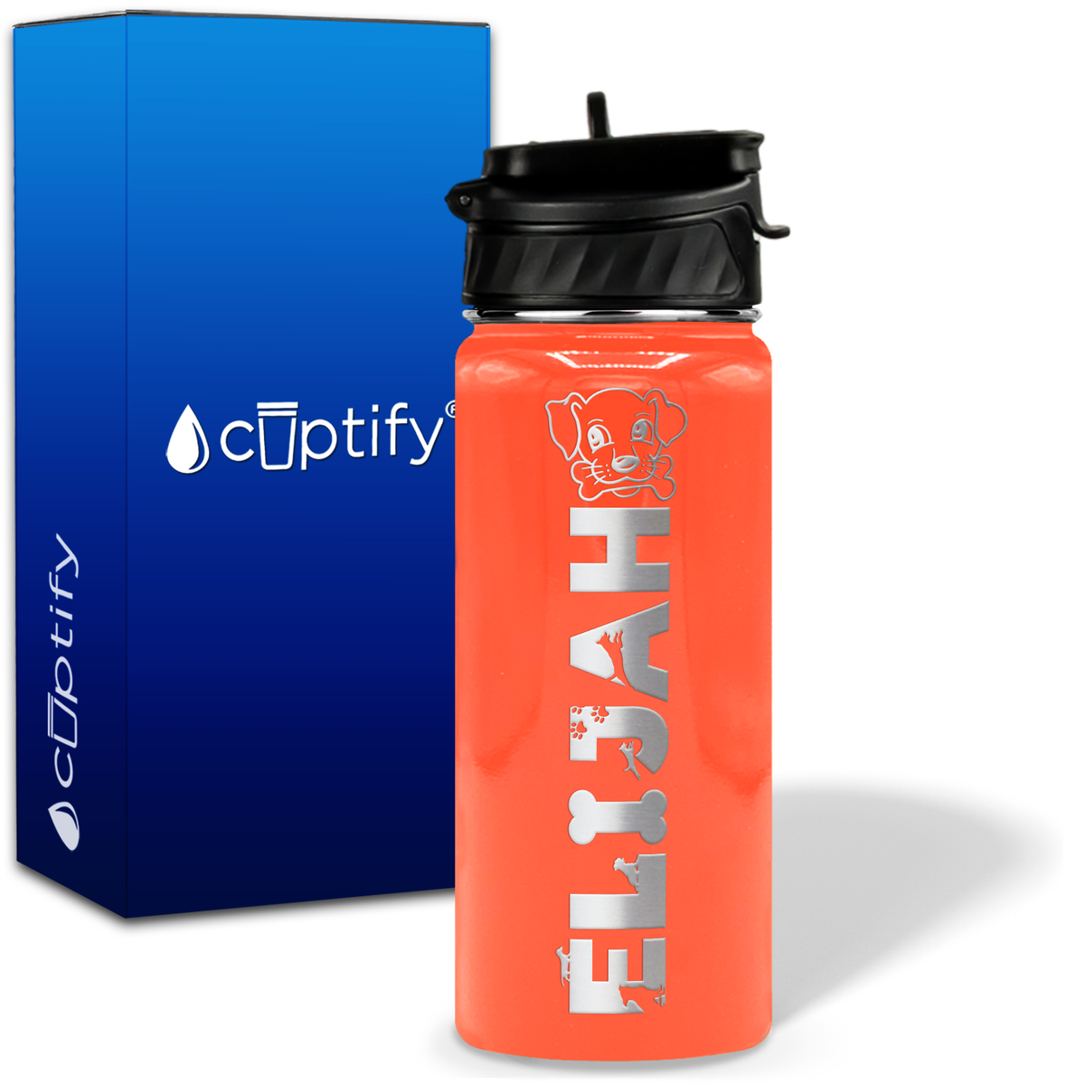 Personalized Dog with Name and Icon on 18oz Wide Mouth Kids Water Bottle