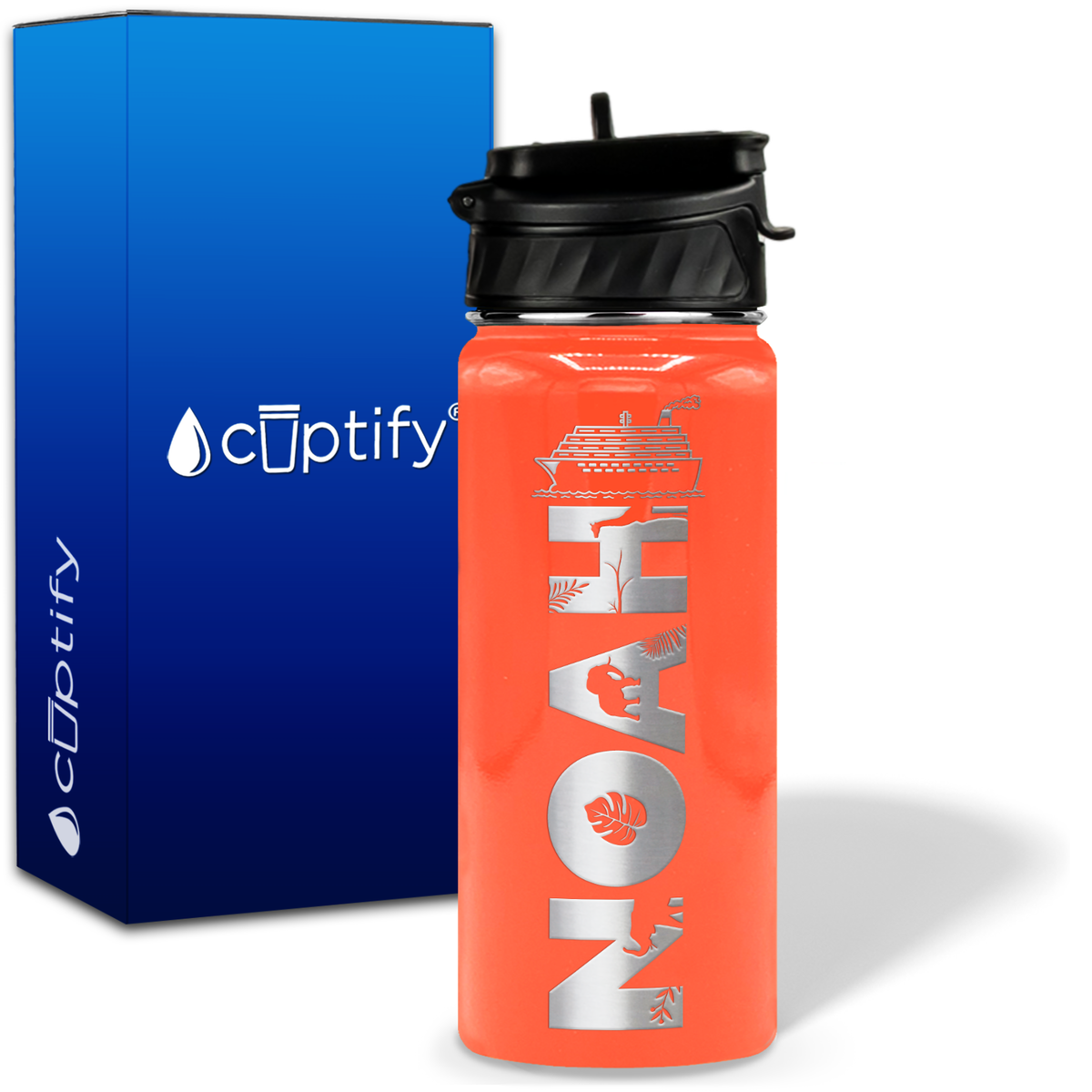 Personalized Ship with Name and Icon on 18oz Wide Mouth Kids Water Bottle