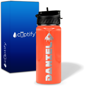 Personalized Space Ship with Name and Icon on 18oz Wide Mouth Kids Water Bottle