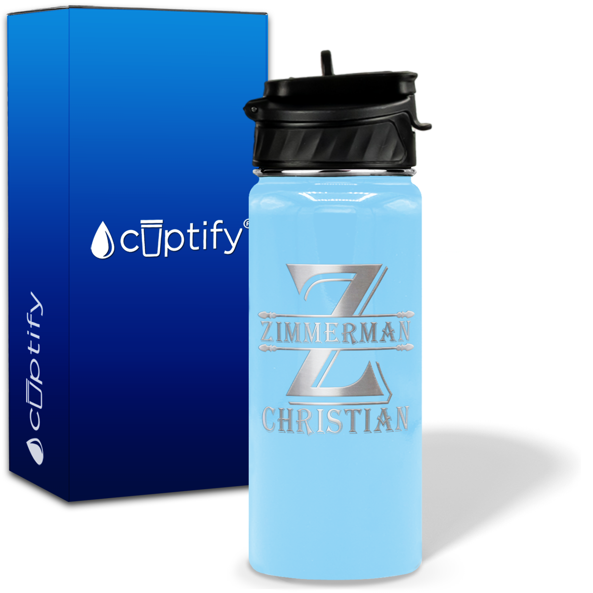 Initial Block on 18oz Personalized Water Bottle