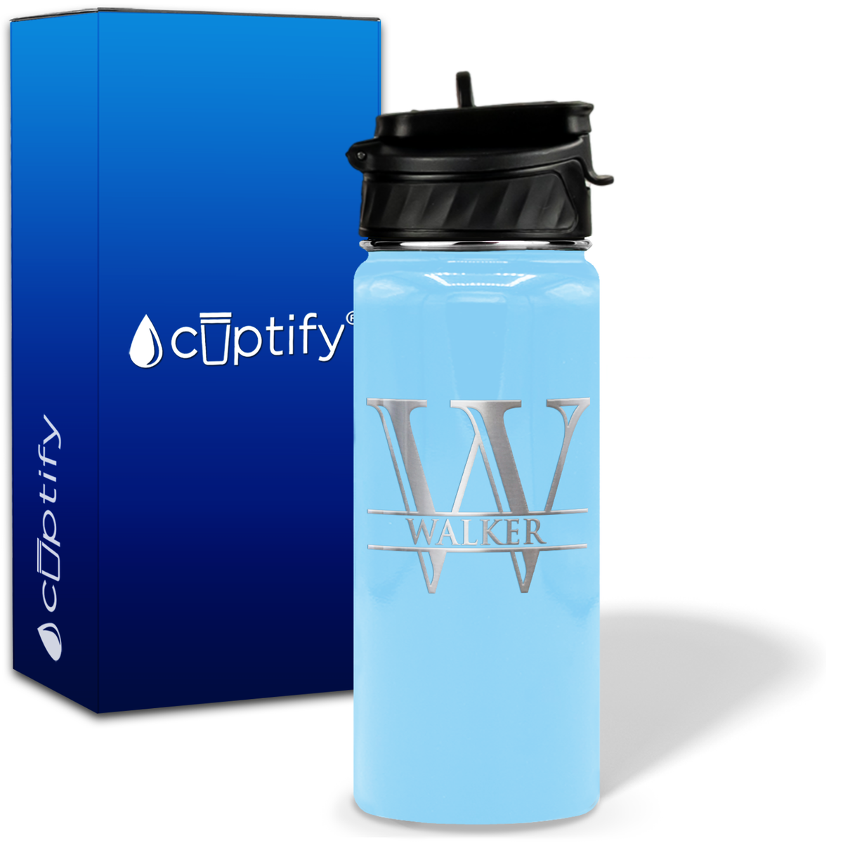 Split Script Monogram Personalized 18oz Water Bottle
