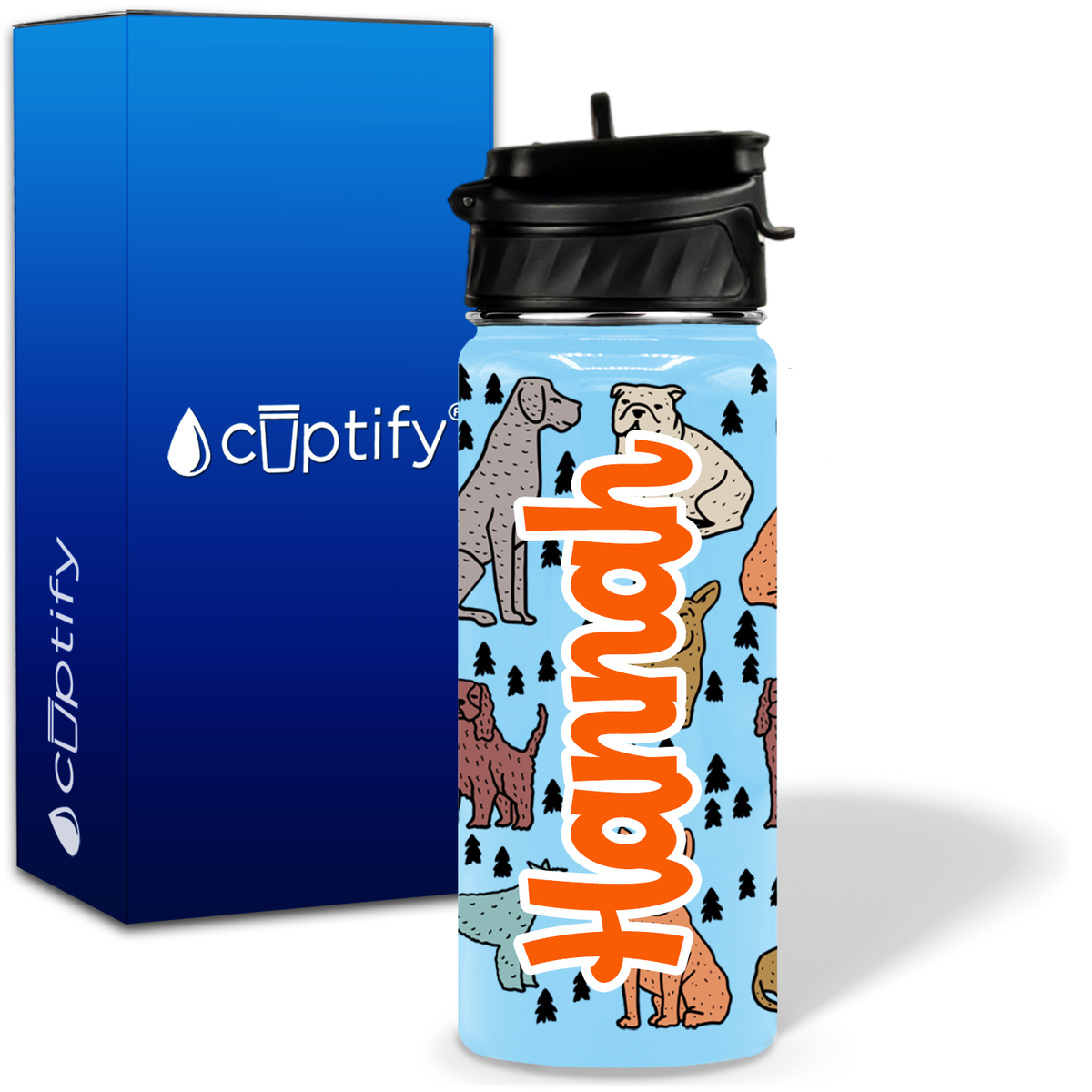 Dogs 18oz Personalized Kids Water Bottle