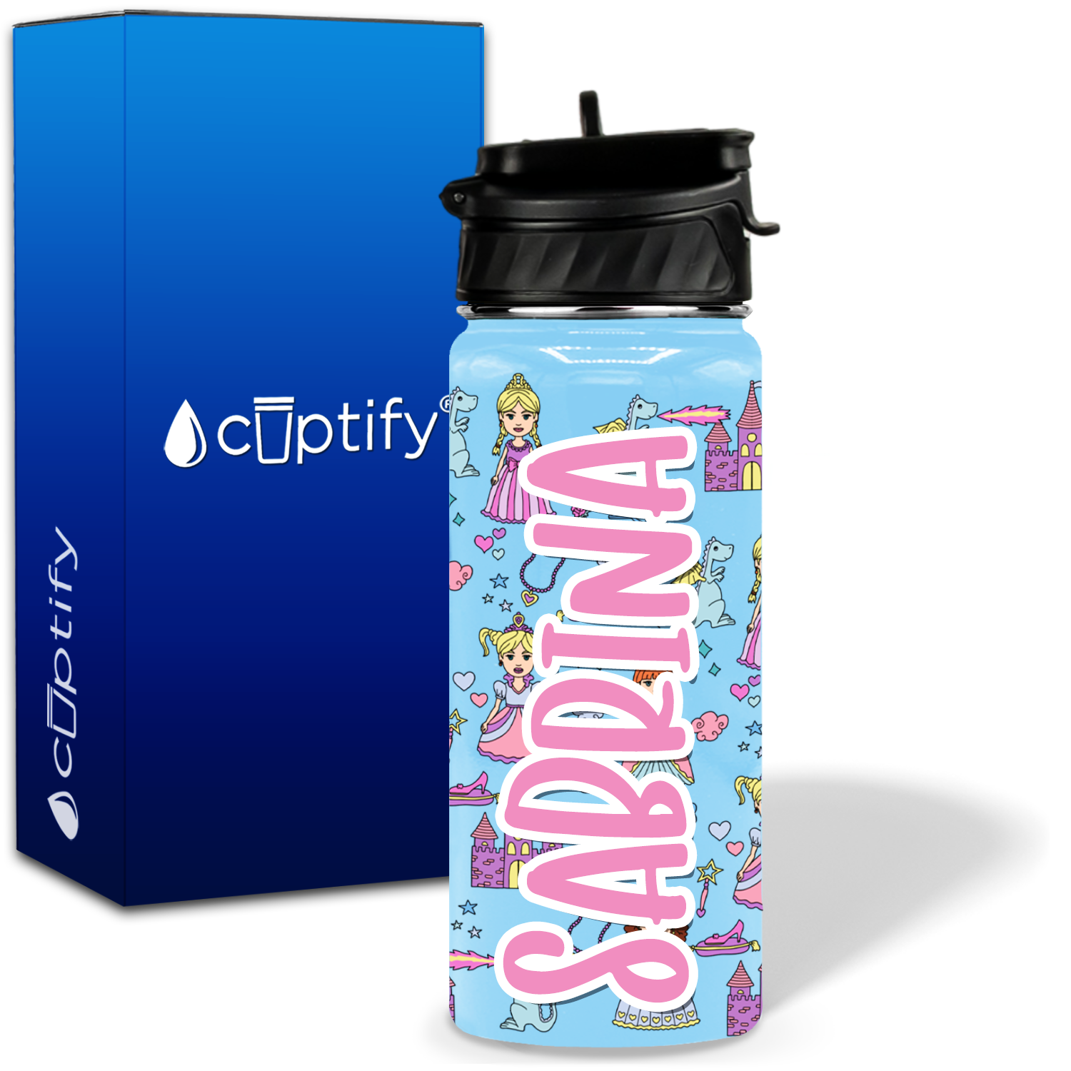 Princess Castle 18oz Personalized Kids Water Bottle