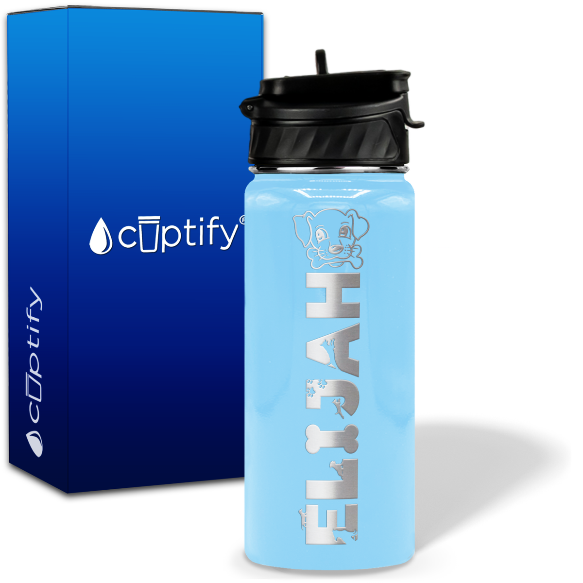 Personalized Dog with Name and Icon on 18oz Wide Mouth Kids Water Bottle