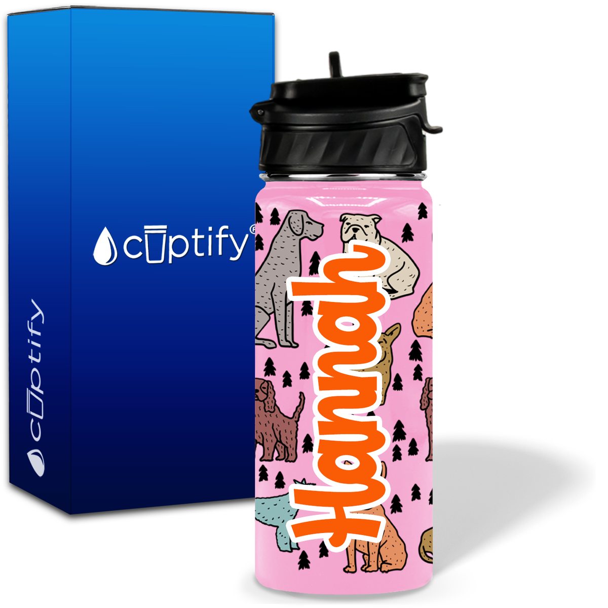 Dogs 18oz Personalized Kids Water Bottle