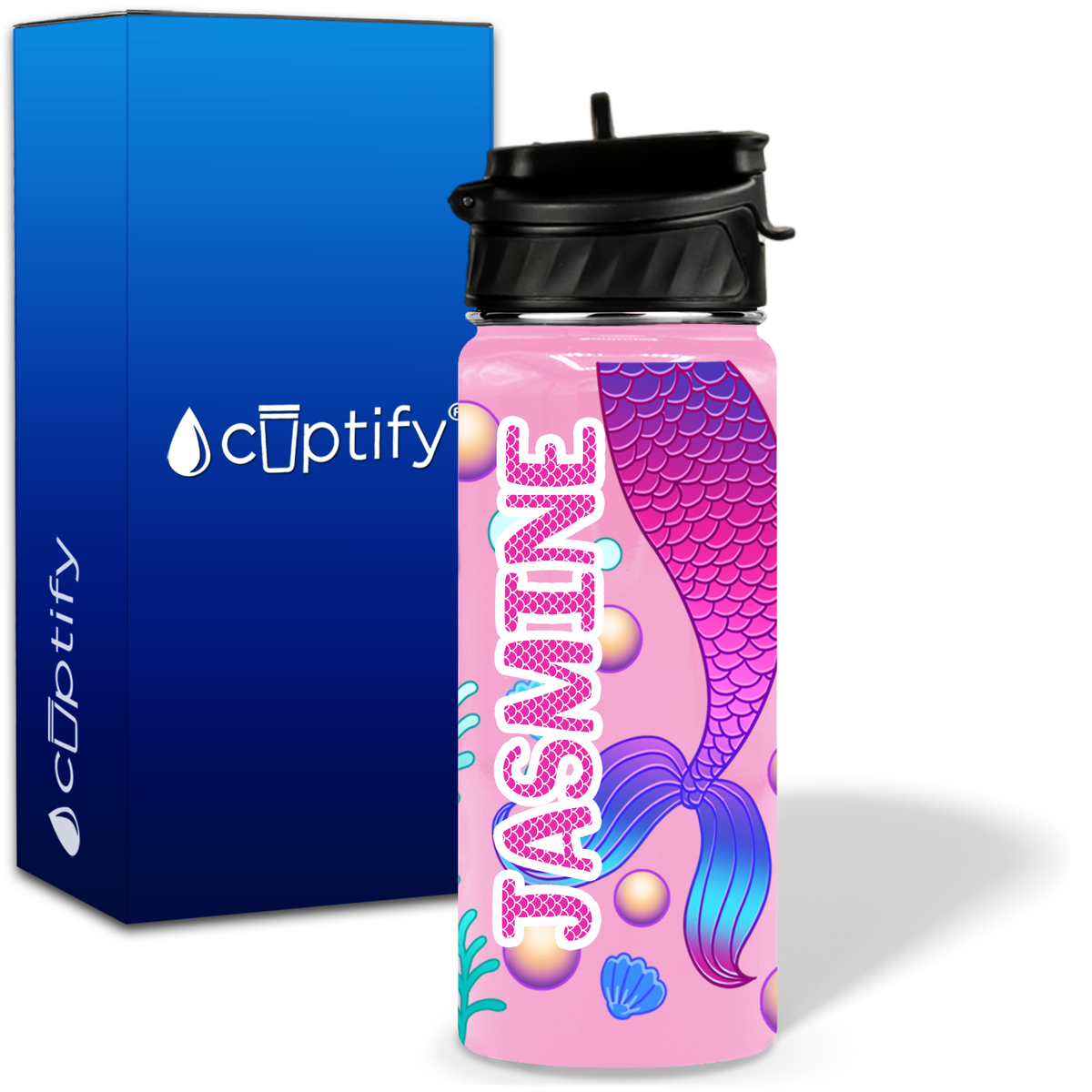 Mermaid Tail 18oz Personalized Kids Water Bottle
