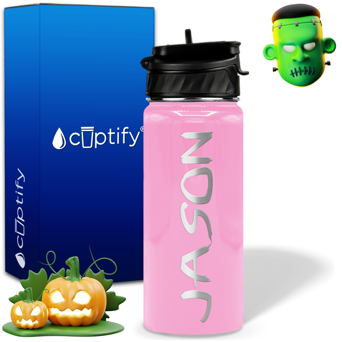 Personalized Scary Halloween Font on 18oz Wide Mouth