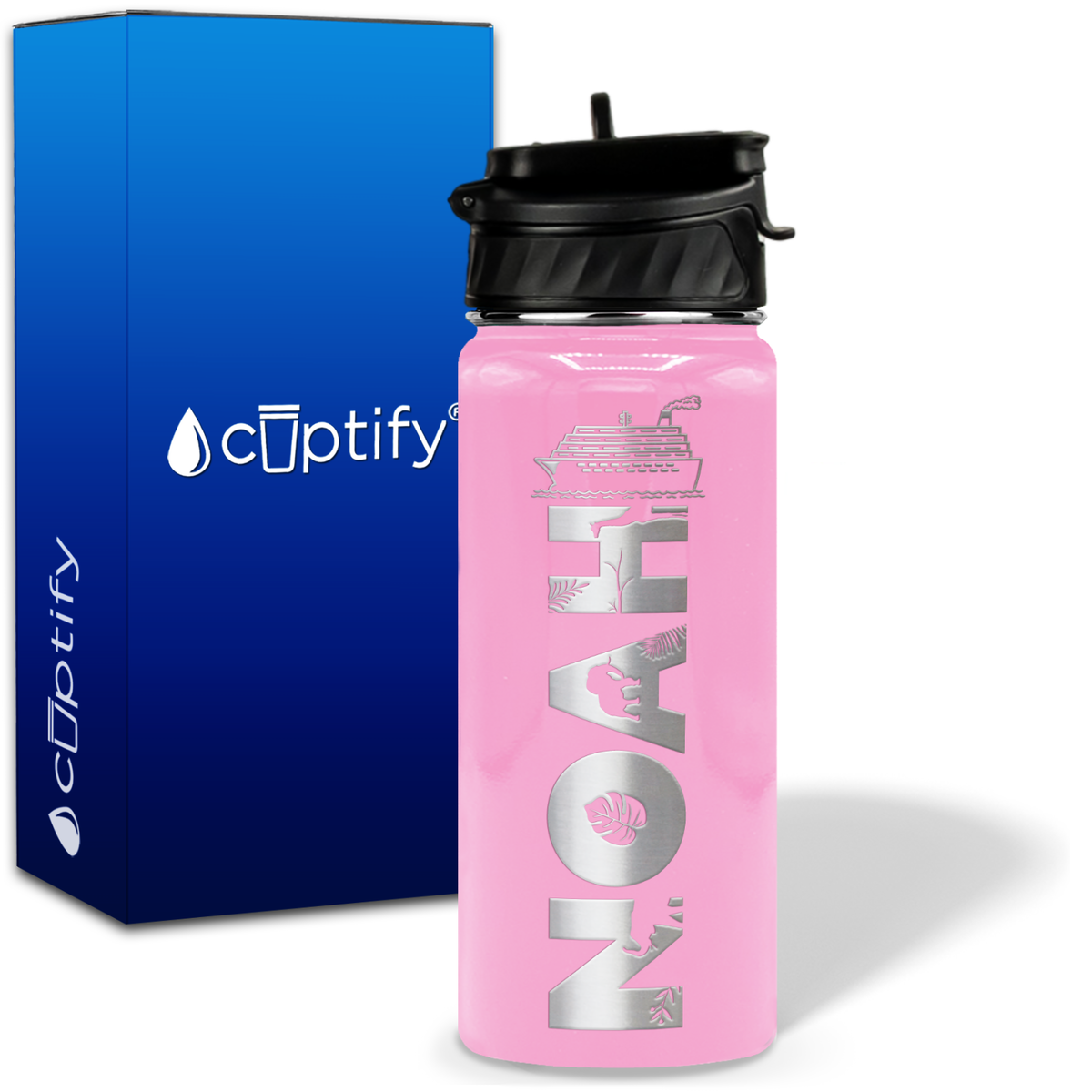 Personalized Ship with Name and Icon on 18oz Wide Mouth Kids Water Bottle