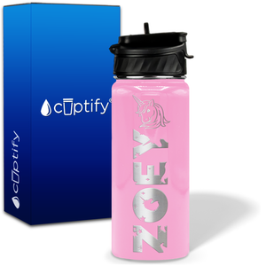 Personalized Unicorn with Name and Icon on 18oz Wide Mouth Kids Water Bottle