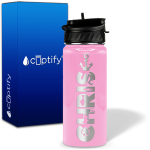 Personalized Anchor with Name and Icon on 18oz Wide Mouth Kids Water Bottle