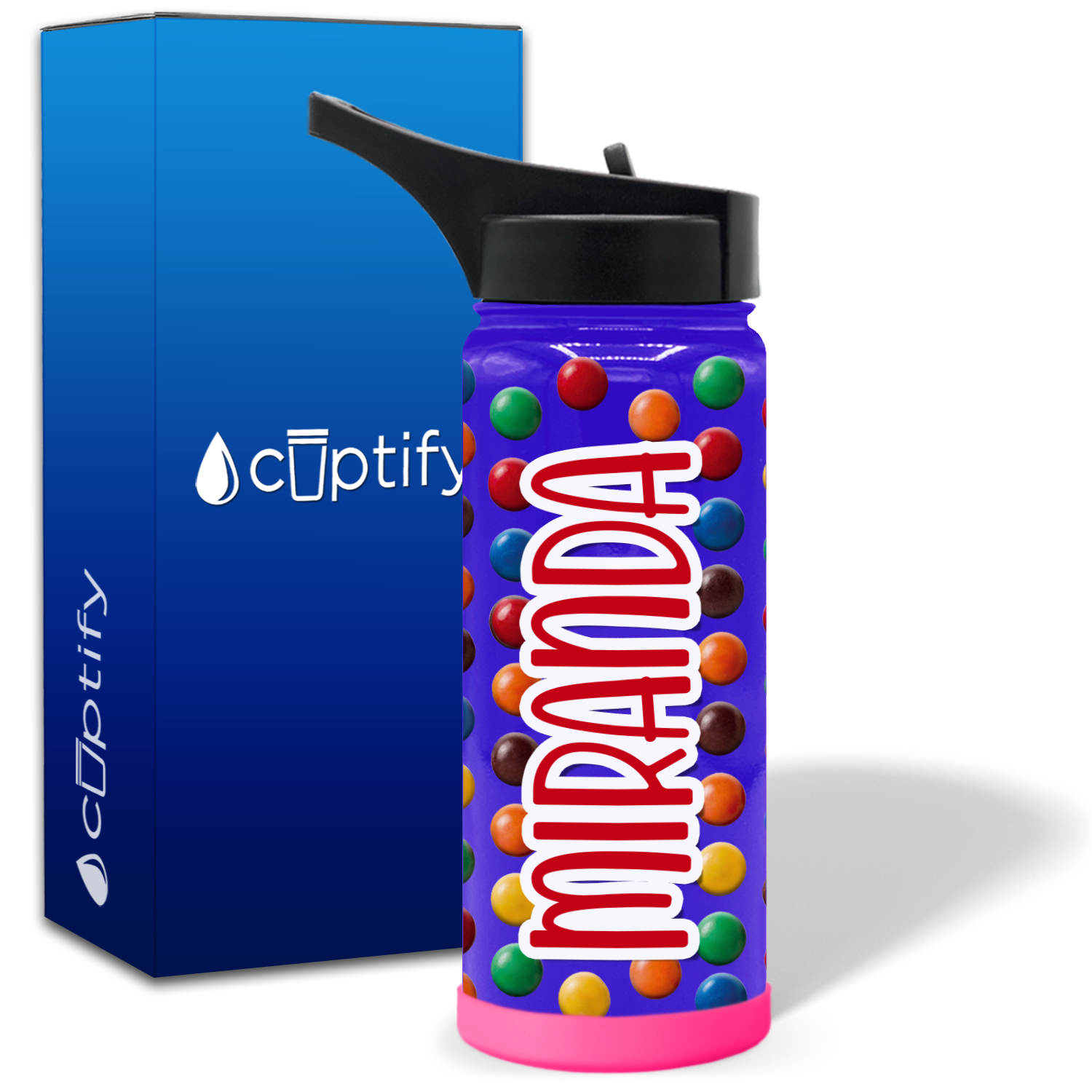 Personalized Colorful Chocolate Candies 18oz Wide Mouth Kids Water Bottle