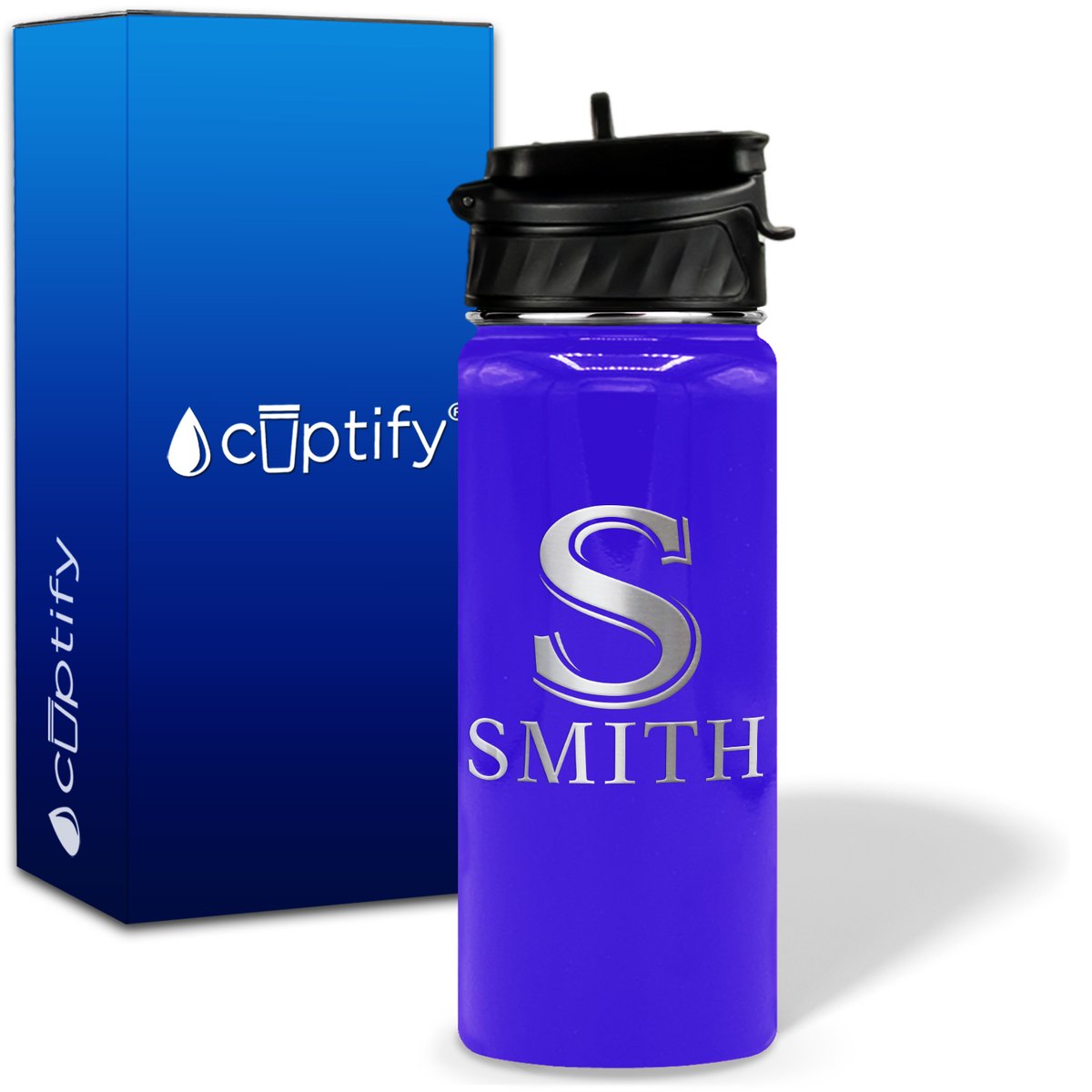 Personalized Monogram Initial and Name on 18oz Water Bottle