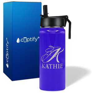 Personalized Script Initial and Name on 18oz Wide Mouth Bottle