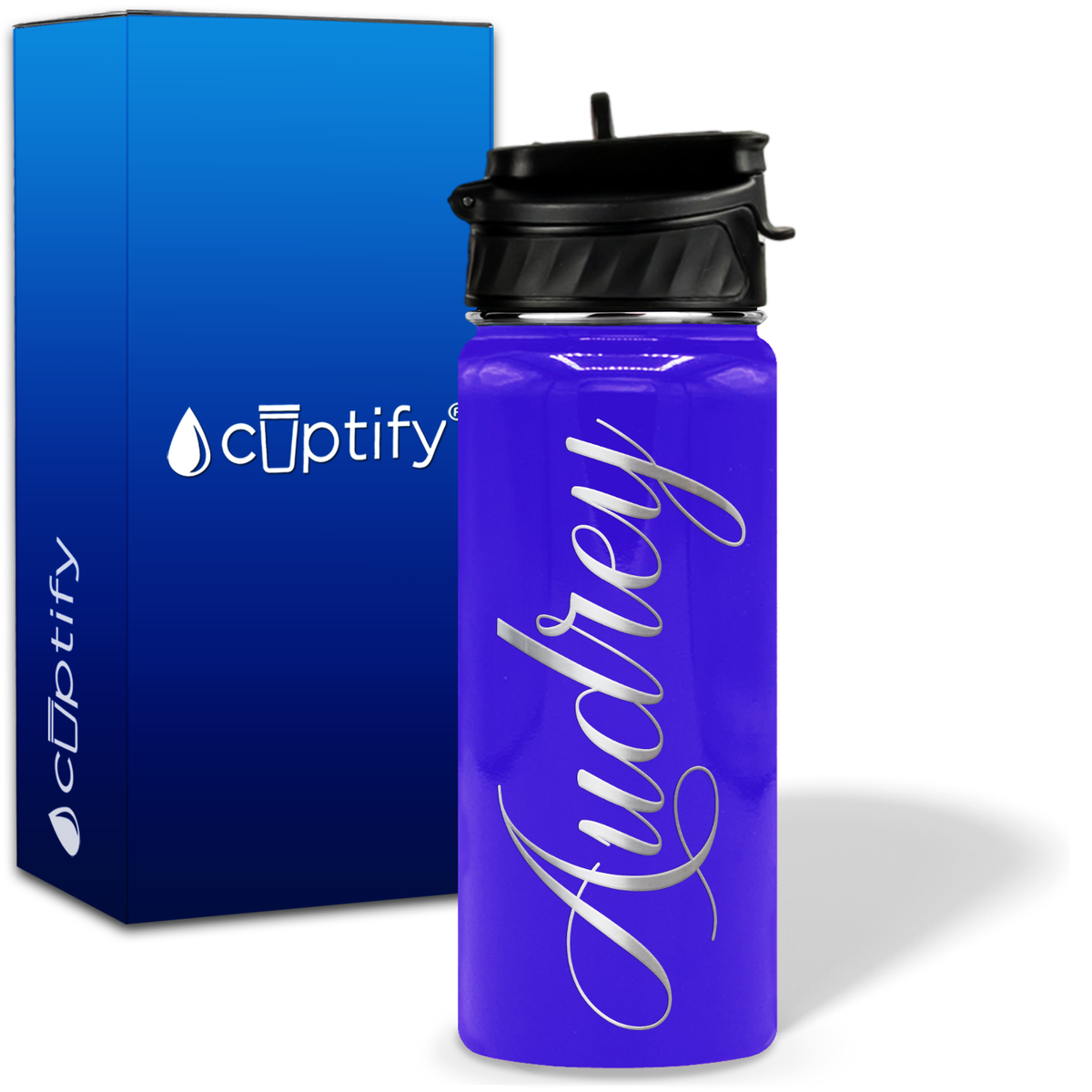 Personalized Audrey Style on 18oz Water Bottle